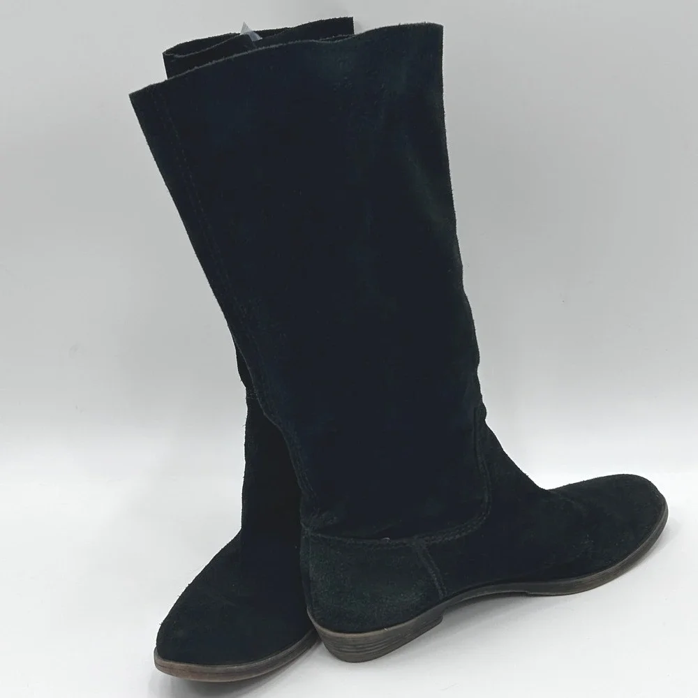 Nine West Vintage America Collection Frolic Black Suede Boots Size 6.5 Leather